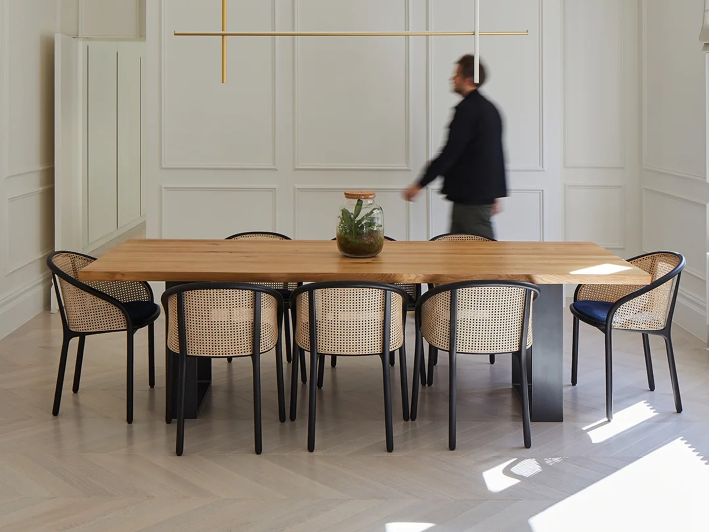 Havwoods Alabastro Chevron timber flooring installed in the dining room of an Oakwood Court home.